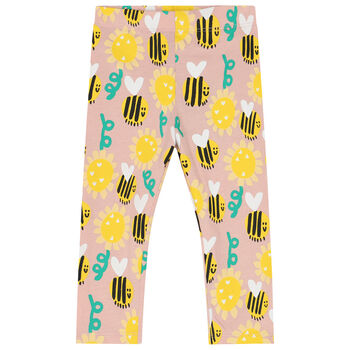 Younger Girls Pink Bee's & Floral Leggings